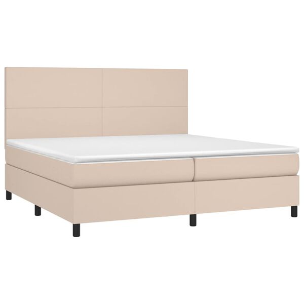 vidaXL Boxspring met matras kunstleer cappuccinokleurig 200x200 cm