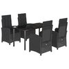 vidaXL 5-delige Tuinset met kussens poly rattan zwart