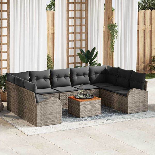 vidaXL Tuin Sofa Set 10 pcs Grijs