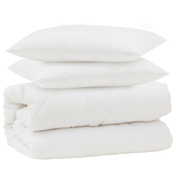 vidaXL Dekbed Set met kussen 3 pcs Wit Microfiber en Dons Feather