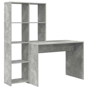vidaXL Bureau met plank Beton Grijs 138,5 x 55 x 143 cm Bewerkt hout