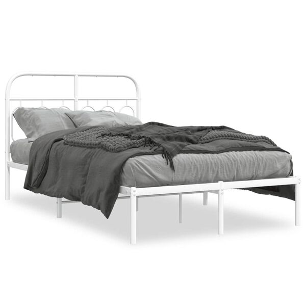 vidaXL Bedframe met hoofdbord metaal wit 120x190 cm