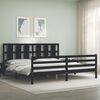 vidaXL Bedframe met hoofdbord massief hout zwart 200x200 cm