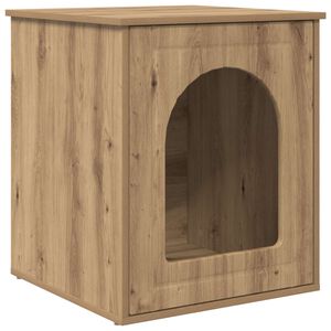 vidaXL Kattenhuis Ambachtelijk eiken 53 x 52 x 62 cm Bewerkt hout
