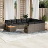 vidaXL 11-delige Loungeset met kussens poly rattan grijs