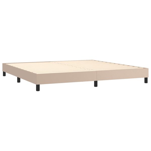 vidaXL Boxspring met matras kunstleer cappuccinokleurig 200x200 cm