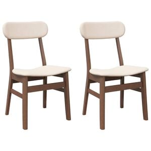 vidaXL Eetkamerstoelen met kussens 2 st massief hout rubber bruin