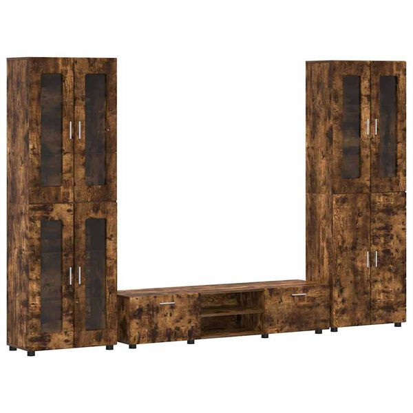 vidaXL Tv-meubelset met lade FLORIN Gerookt eiken Bewerkt hout