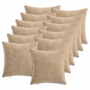 vidaXL Kussensloop 12 st HEERLEN Taupe 40 x 40 cm Chenille Stof