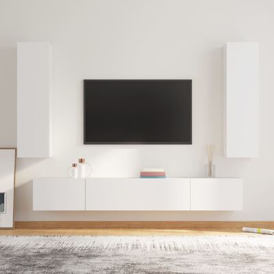 vidaXL 4-delige Tv-meubelset bewerkt hout wit