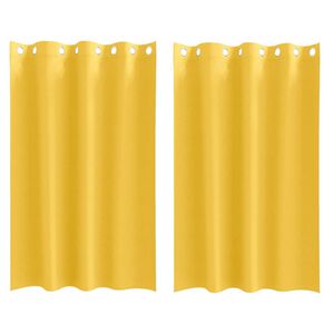 vidaXL Zwart-out Gordijnen met Ringen 2 pcs Mosterdgeel 175 x 140 cm