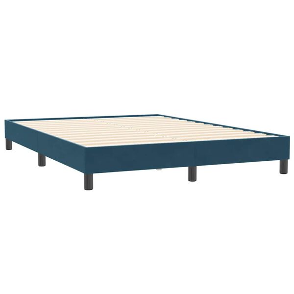 vidaXL Bedframe zonder matras 140x210 cm fluweel donkerblauw