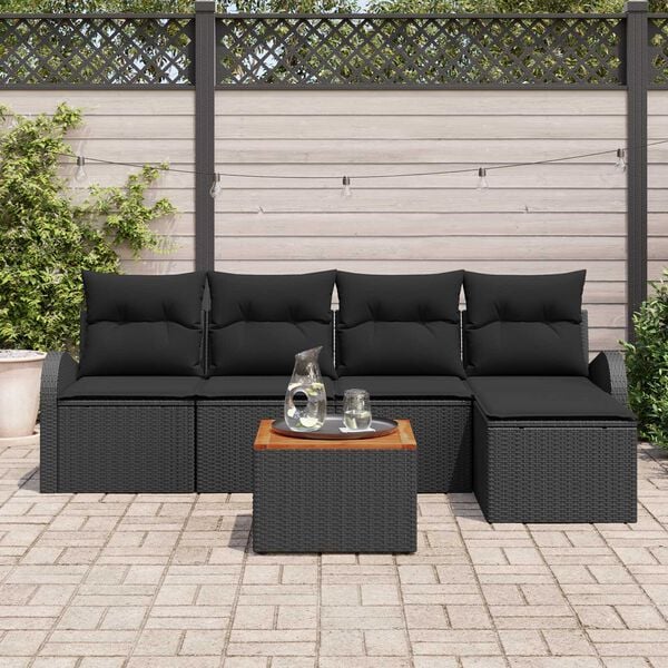 vidaXL Tuin Sofa Set 6 pcs Zwart