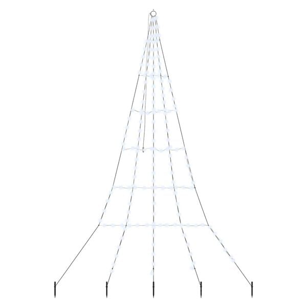 vidaXL LED Kerstboom met Grondspiesjes Koudwit 300 cm Metaal