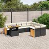 vidaXL 10-delige Loungeset met kussens poly rattan zwart