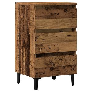 vidaXL Nachtkastje met metalen poten 40x35x69 cm oud houtkleurig