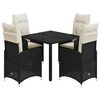 vidaXL 5-delige Bistroset met kussens poly rattan zwart