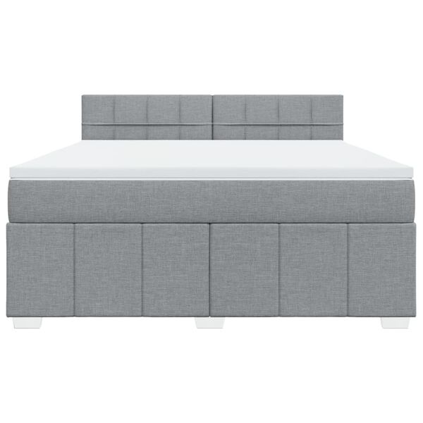 vidaXL Boxspring met matras stof lichtgrijs 180x200 cm
