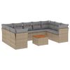 vidaXL 10-delige Loungeset met kussens poly rattan beige