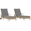 vidaXL Ligstoelen 2 st met kussens poly rattan beige