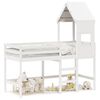 vidaXL Halfhoogslaper met ladder en bedhuis grenenhout wit 90x190 cm