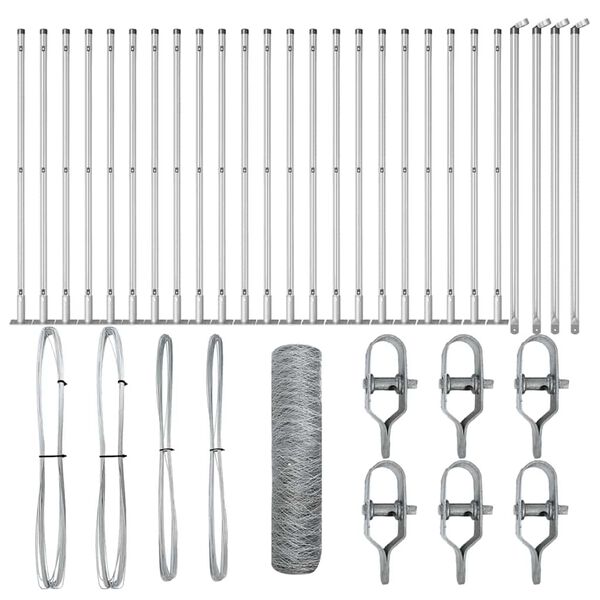 vidaXL Afrasteringspaal Zilver 50 x 0,4 m (50 mm mesh) Staal