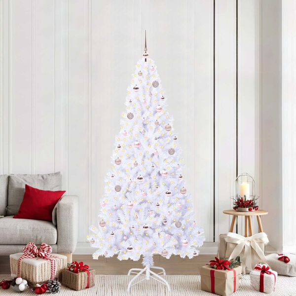 vidaXL Kunstkerstboom met 300 LED Wit 210 cm PVC en staal