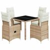 vidaXL 5-delige Bistroset met kussens poly rattan beige