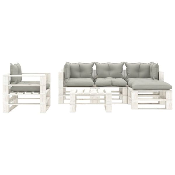 vidaXL 6-delige Loungeset met taupe kussens pallet hout