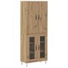 vidaXL Hoge kast 2 pcs Artisan Eiken Ge&euml;ngineerd hout en glas