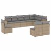 vidaXL 10-delige Loungeset met kussens poly rattan beige