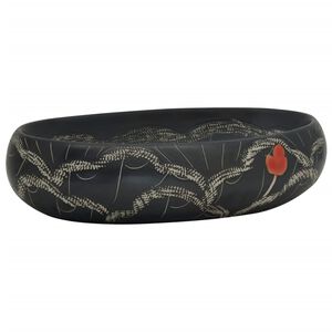 vidaXL Opzetwasbak ovaal 59x40x15 cm keramiek zwart