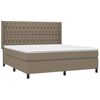 vidaXL Boxspring met matras en LED stof taupe 180x200 cm
