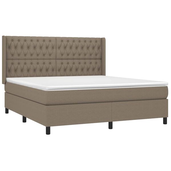 vidaXL Boxspring met matras en LED stof taupe 180x200 cm