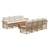 vidaXL Tuinbankenset 9 st Natuurlijk en Cr&egrave;me Wit poly rattan