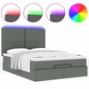 vidaXL Ottoman bed met matras en LED's 140x200cm stof donkergrijs