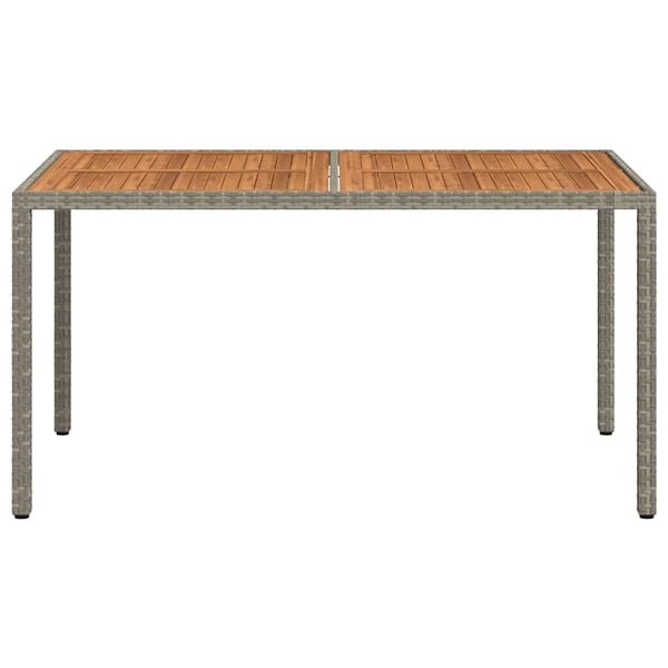 vidaXL Tuintafel 150x90x75 cm poly rattan en acaciahout grijs