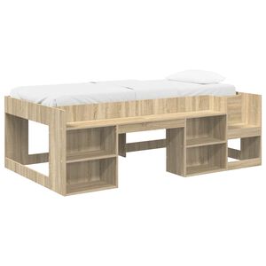 vidaXL Jeugd bedframe met opbergruimte Sonoma Eiken 90 x 200 cm