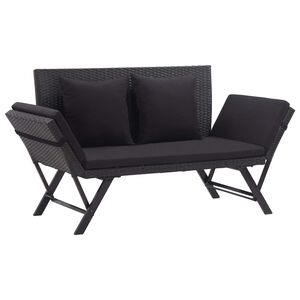 vidaXL Tuinbank met kussens 176 cm poly rattan zwart