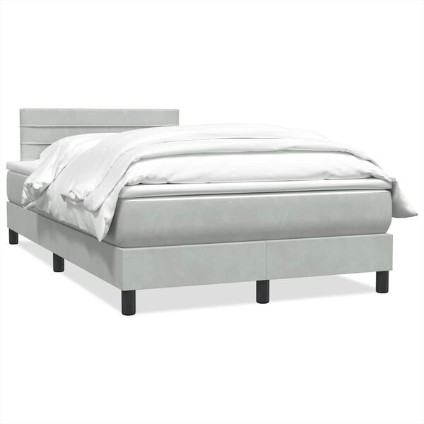 vidaXL Boxspring met matras fluweel lichtgrijs 120x210 cm