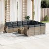 vidaXL 11-delige Loungeset met kussens poly rattan grijs