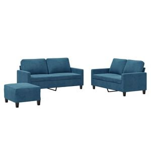 vidaXL 3-delige Loungeset met kussens fluweel blauw