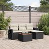 vidaXL 5-delige Loungeset met kussens poly rattan zwart