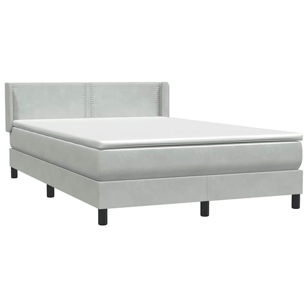 vidaXL Boxspring met matras fluweel lichtgrijs 160x220 cm