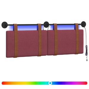 vidaXL Hangend hoofdbord Met LED-verlichting Wijnrood Antiek PU