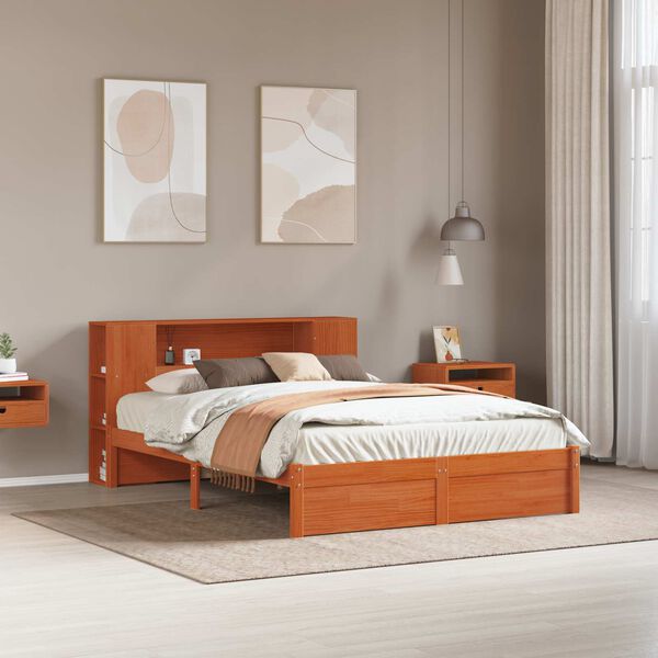 vidaXL Bedframe met opberghoofdeksel met opslag Wasbruin 140 x 190 cm
