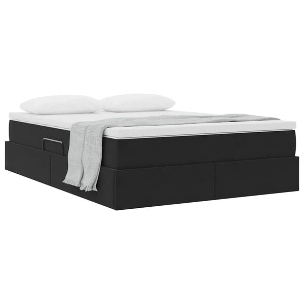 vidaXL Opbergbed met matras met matras Zwart 140 x 190 cm Fluweel