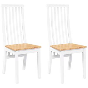 vidaXL Eetkamerstoelen 2 st massief hout rubber wit