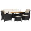 vidaXL 6-delige Loungeset met kussens poly rattan zwart