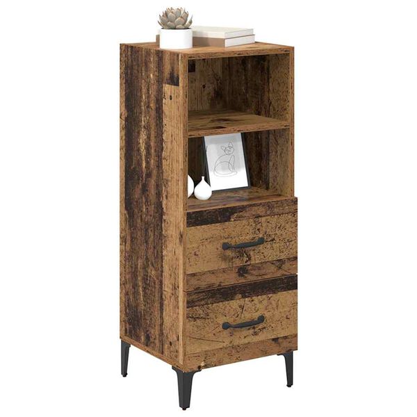vidaXL Dressoir met lade Oud hout 34 x 34.5 x 90 cm Bewerkt hout